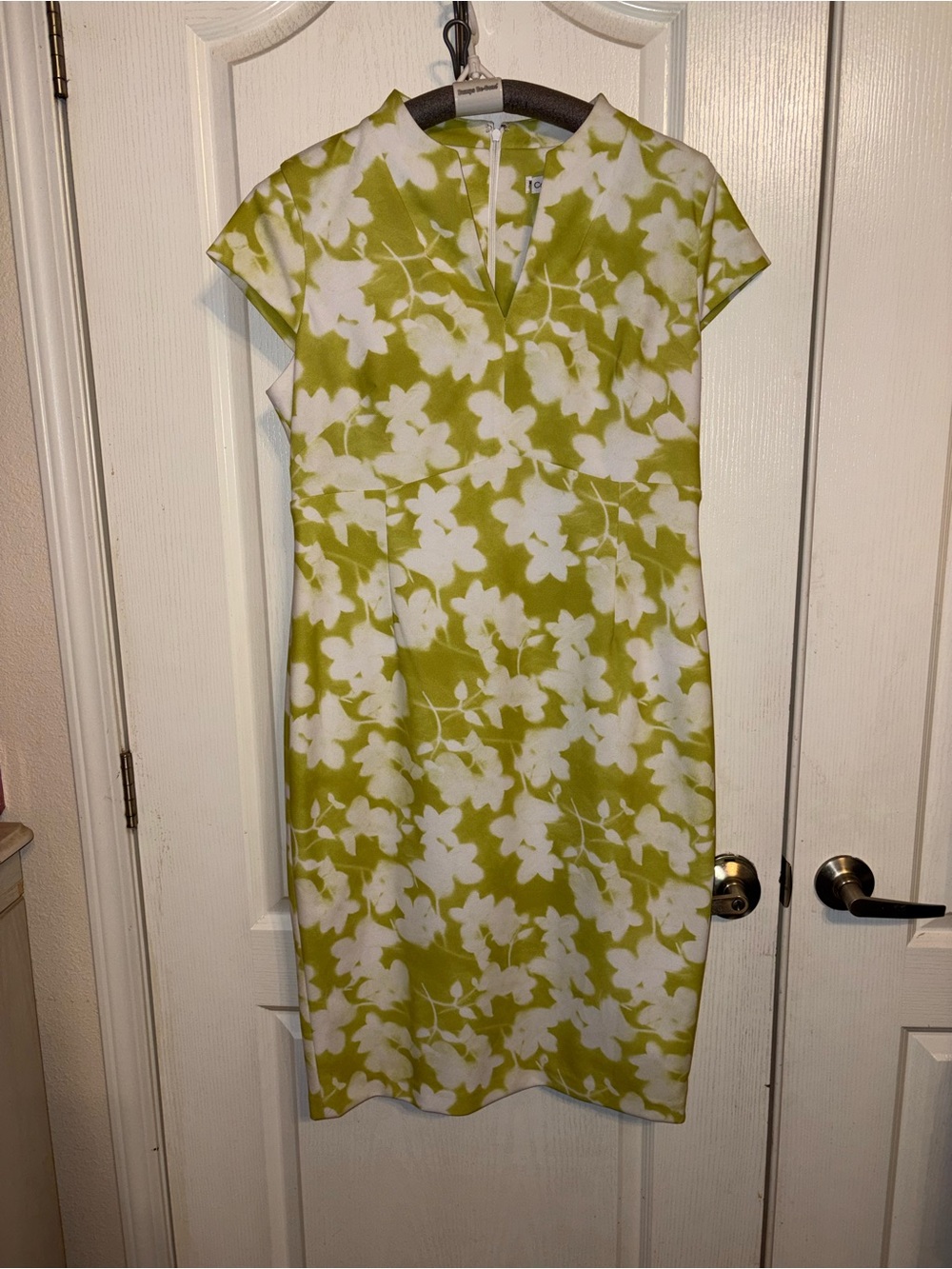 Calvin Klein Lime Green and White Floral Sheath Dress 12